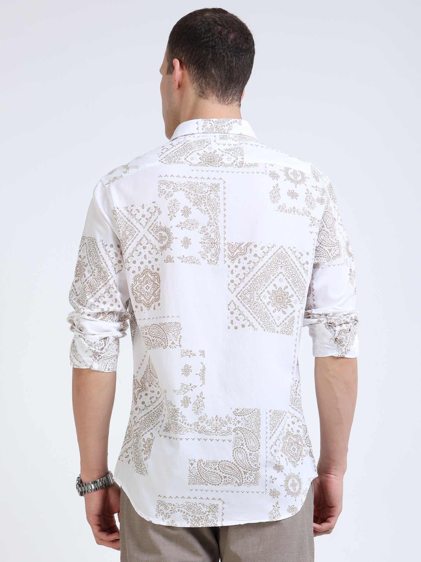 Bandana print linen shirt