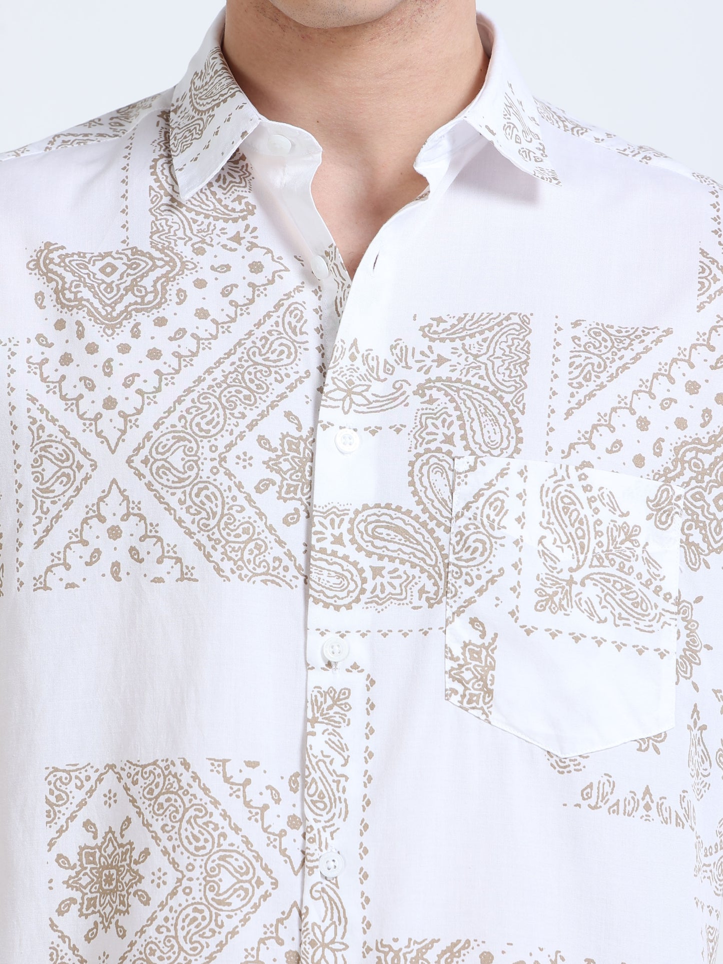 Bandana print linen shirt