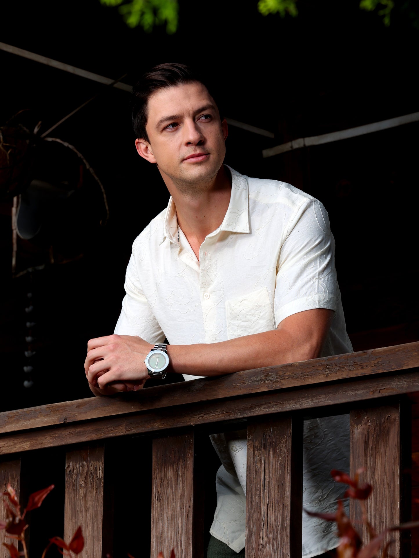 Cream Embroidery linen  Shirt