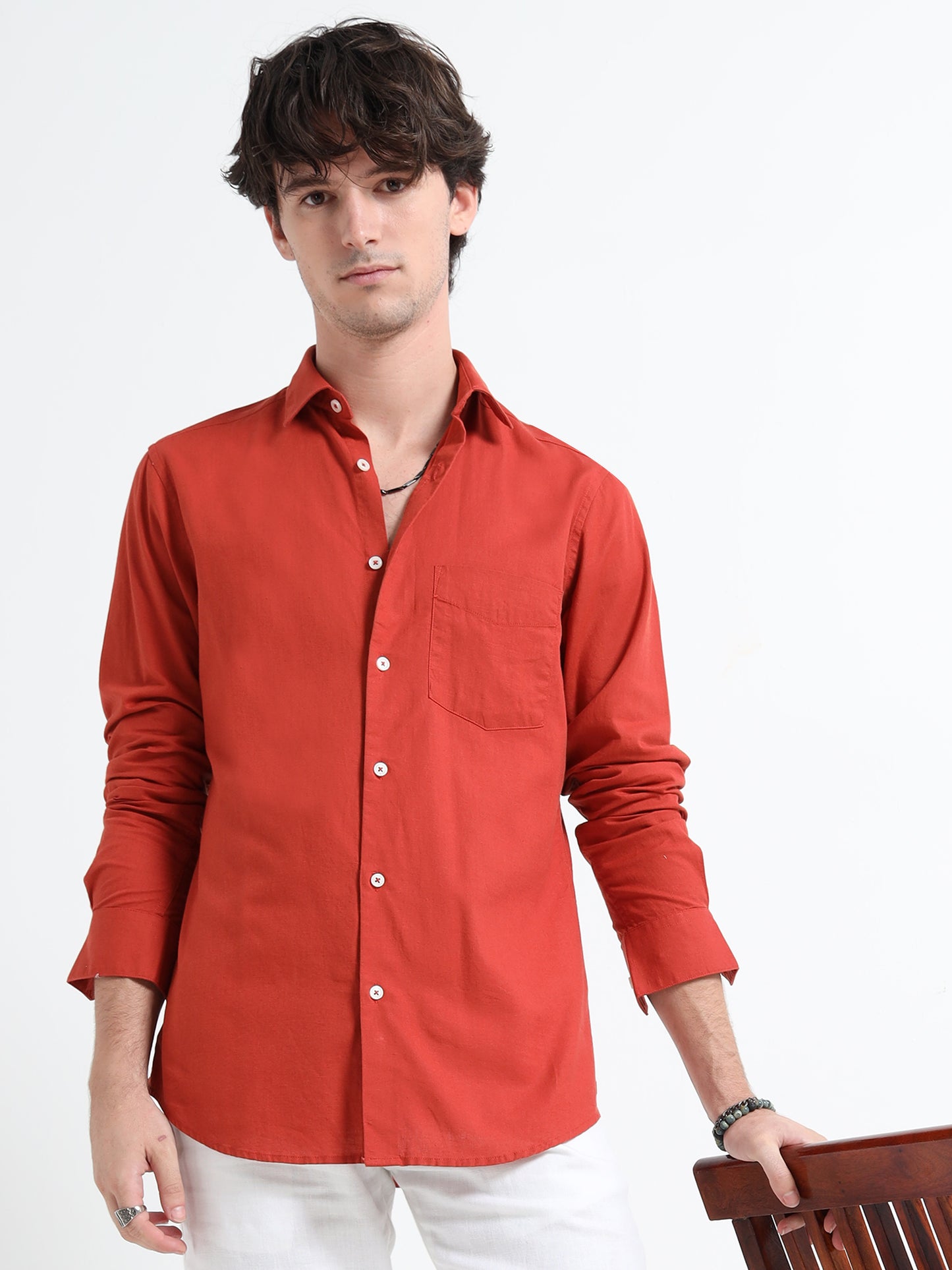 Pure Linen Red Shirt