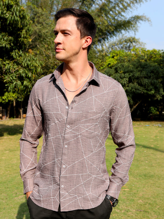 Grey Geometric Printed Shirt