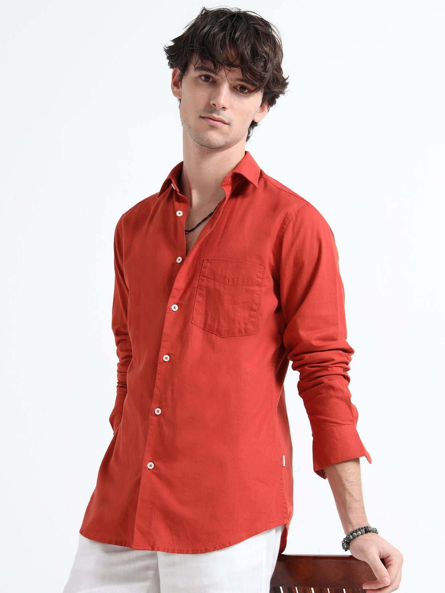 Pure Linen Red Shirt