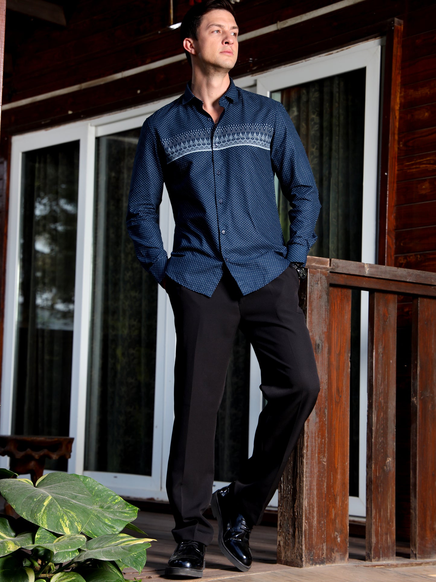 Navy Statement Print Shirt