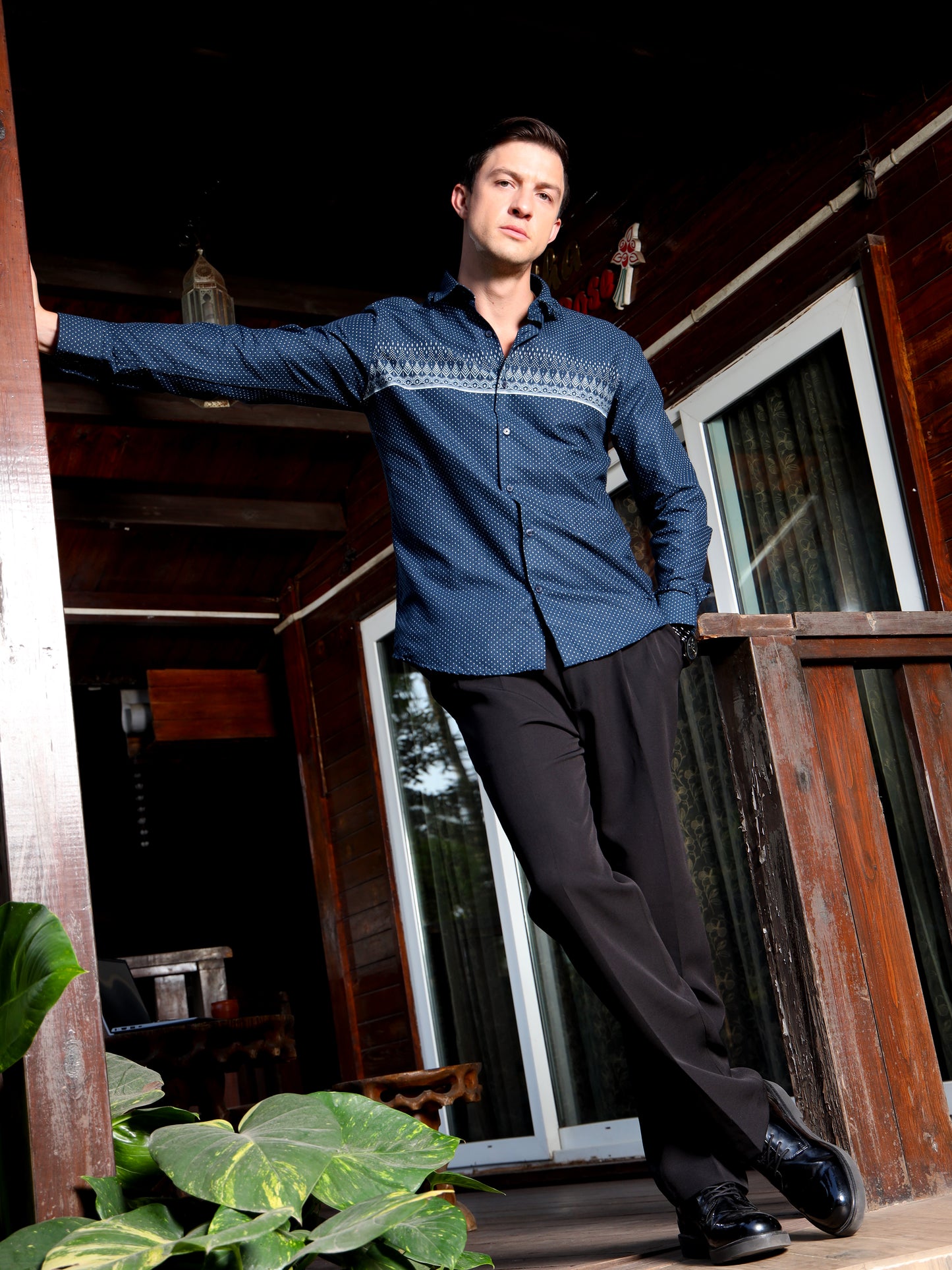 Navy Statement Print Shirt