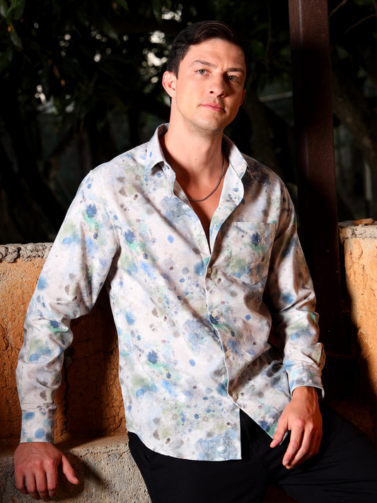 Grey Trend Print Shirt