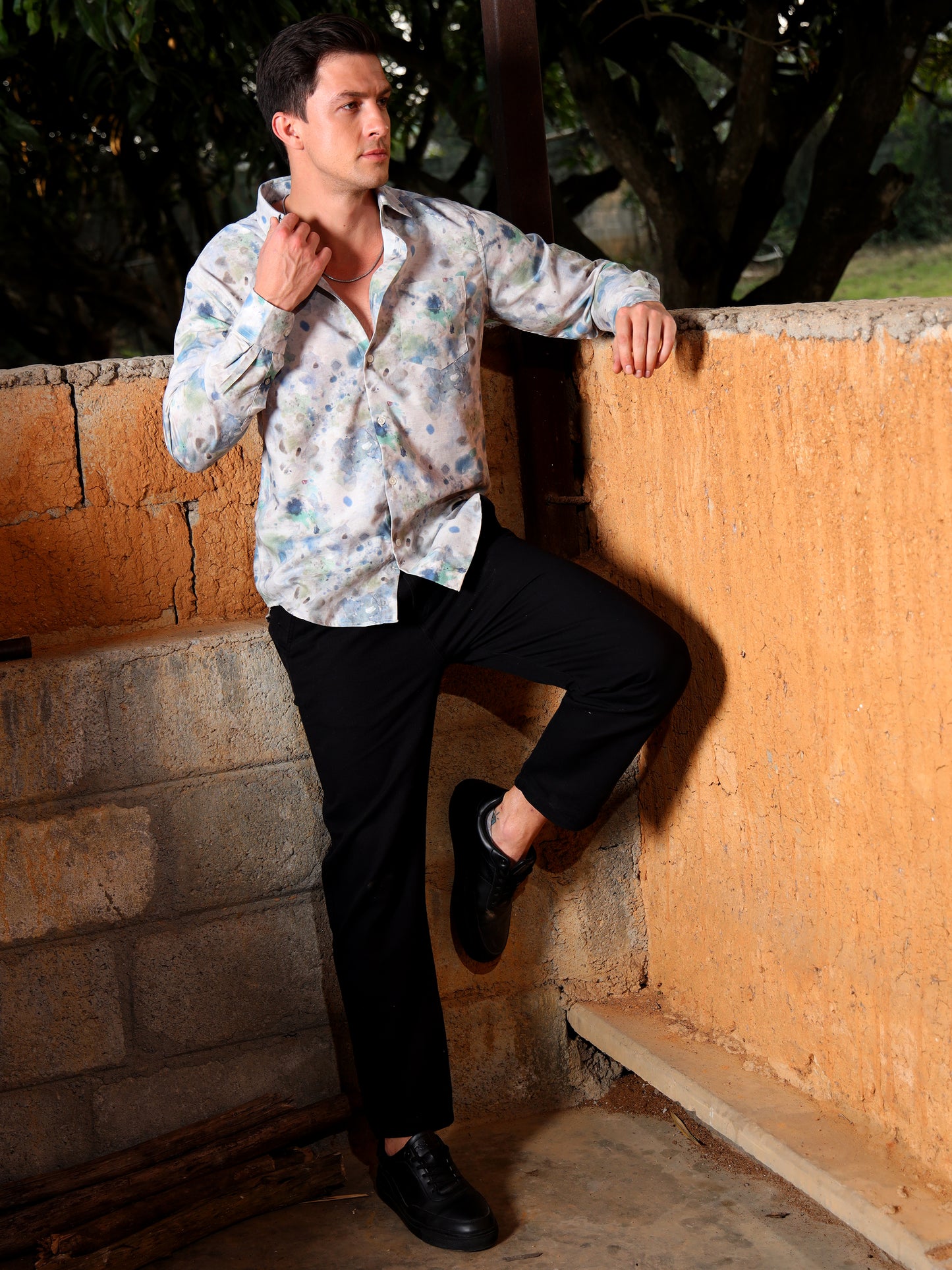 Grey Trend Print Shirt