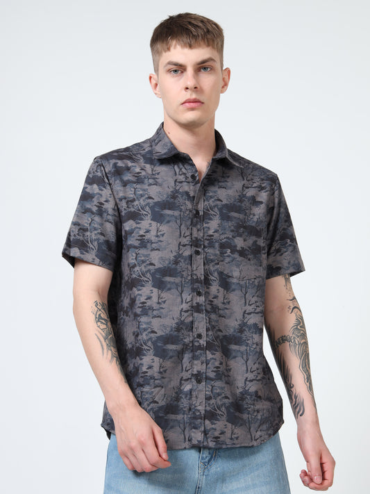 Martin Smith Men’s Regular Fit Cotton Linen Half Sleeves Casual Shirt