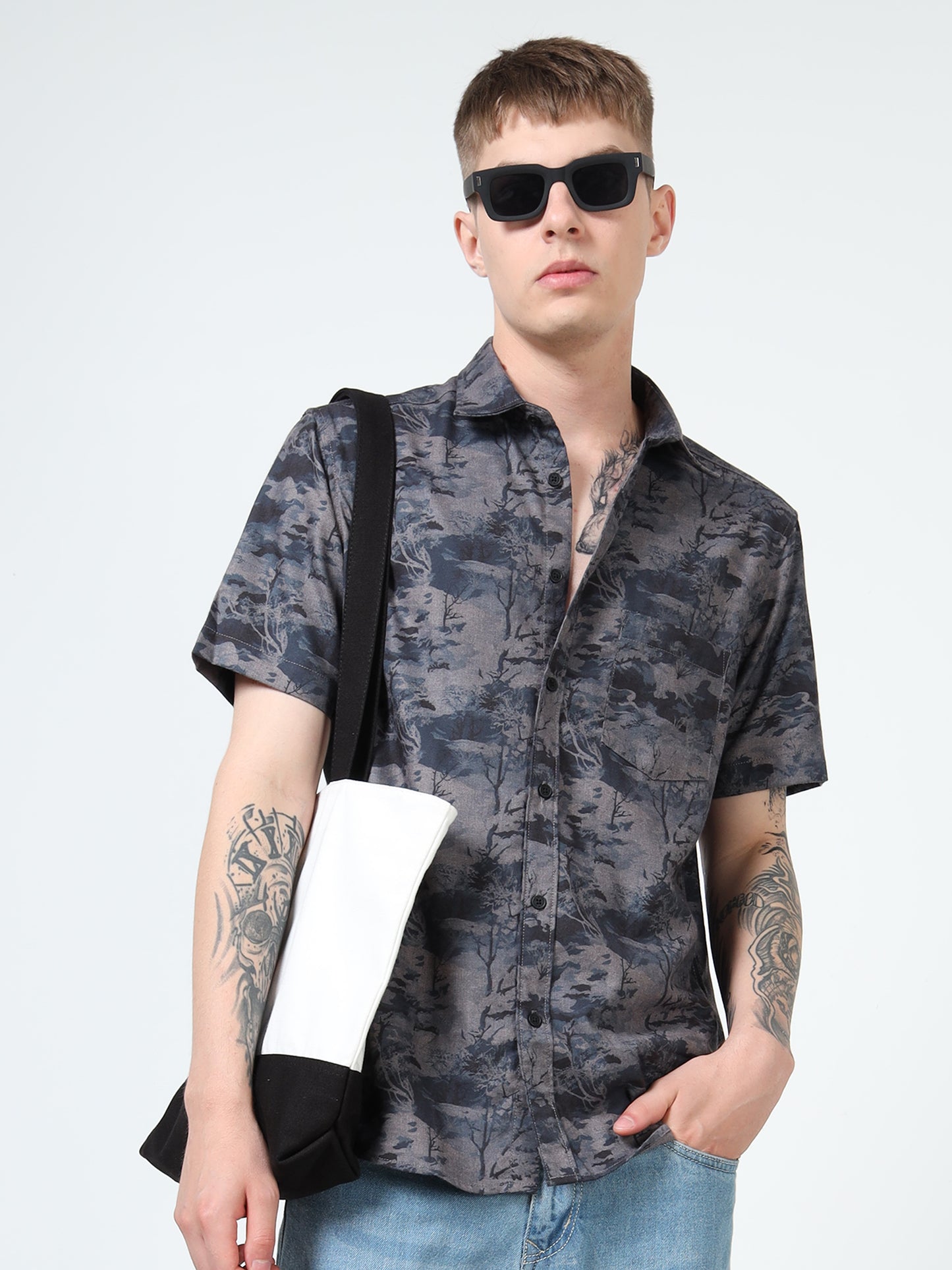 Martin Smith Men’s Regular Fit Cotton Linen Half Sleeves Casual Shirt