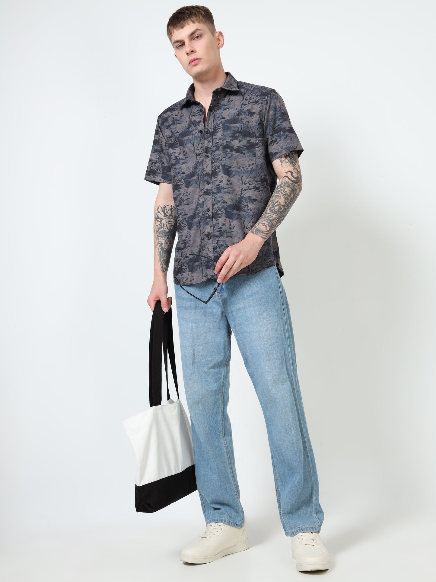 Martin Smith Men’s Regular Fit Cotton Linen Half Sleeves Casual Shirt