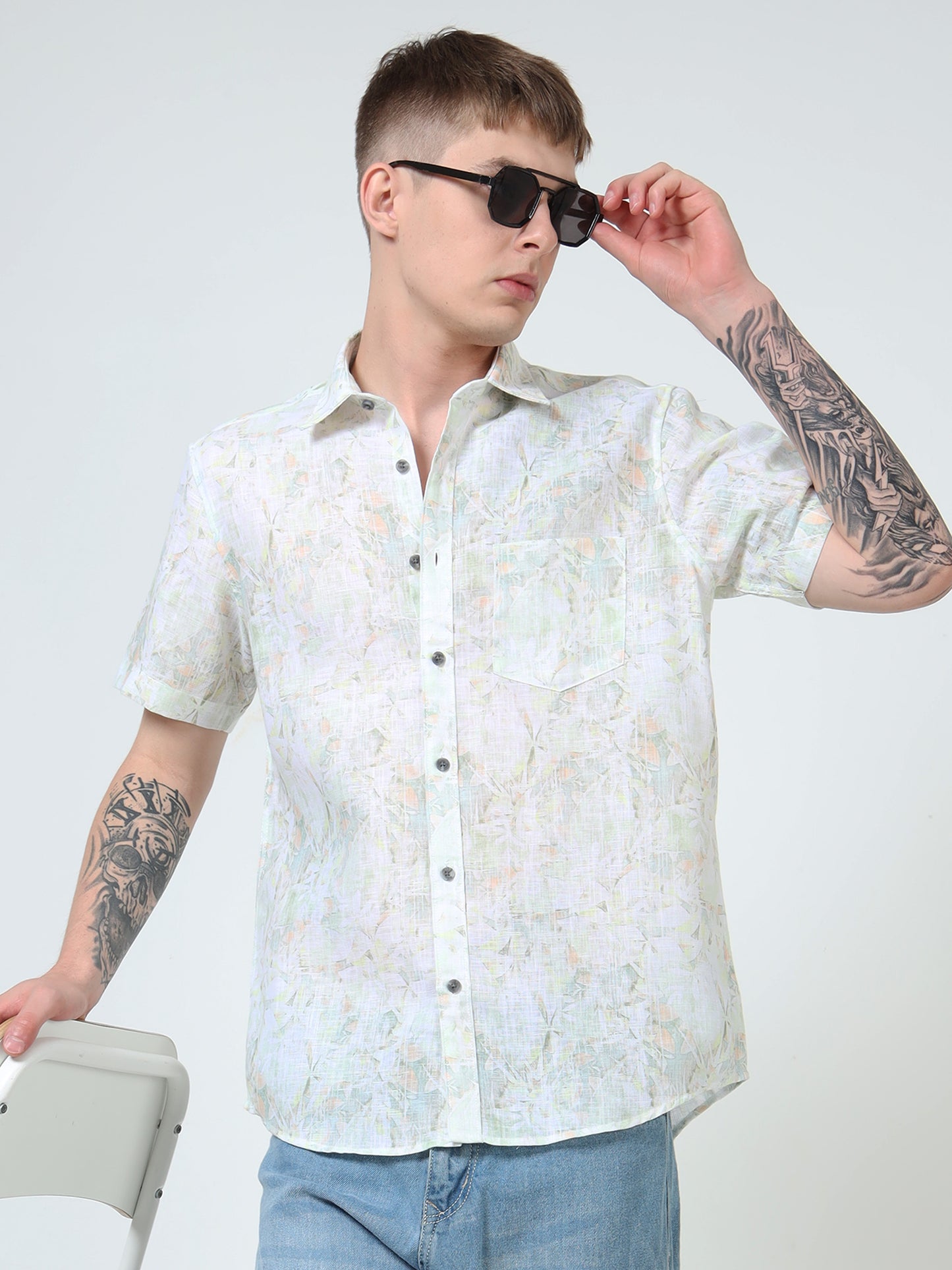 Martin Smith Men’s Regular Fit Cotton Half Sleeves Casual Shirt
