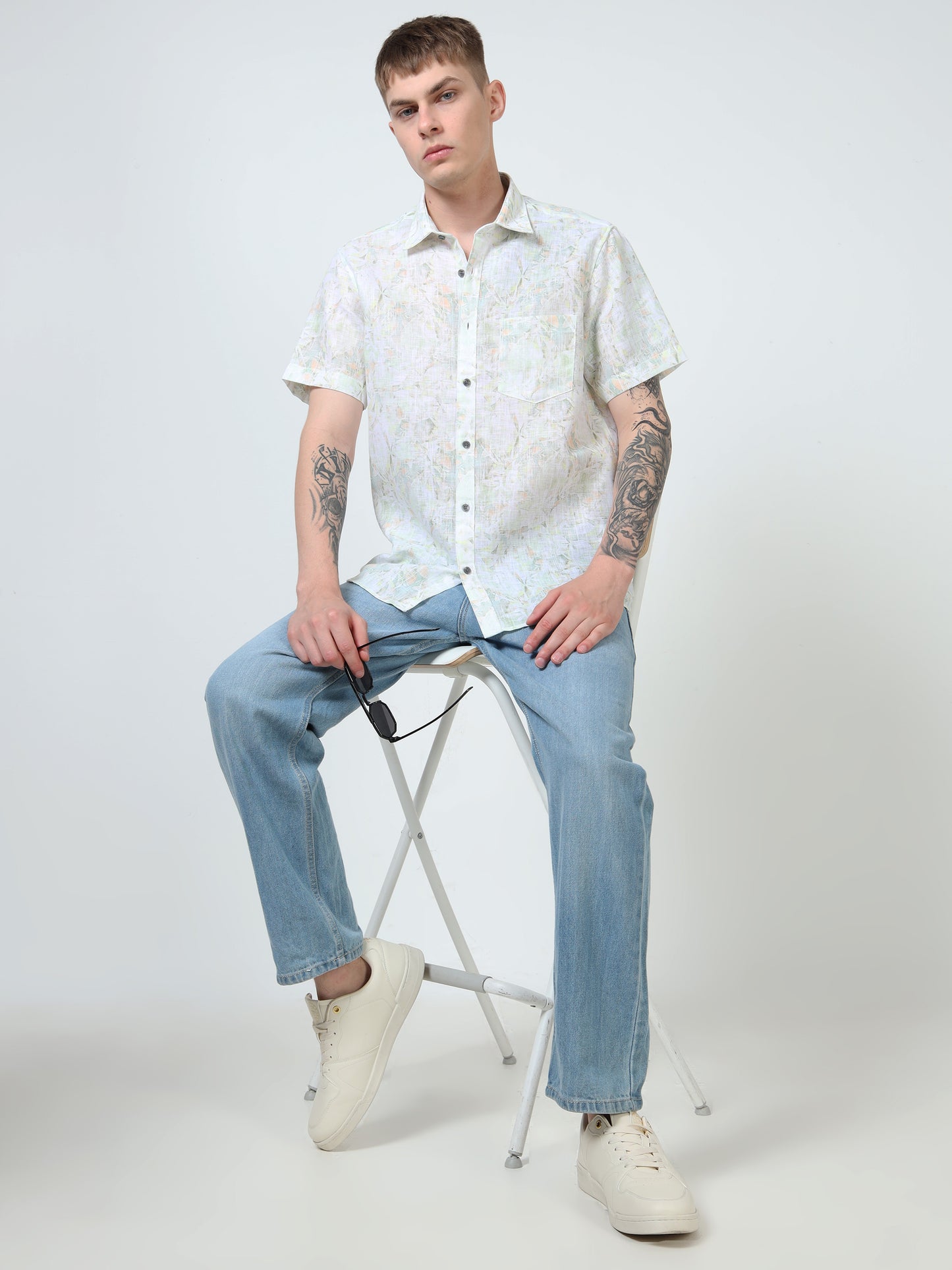 Martin Smith Men’s Regular Fit Cotton Half Sleeves Casual Shirt