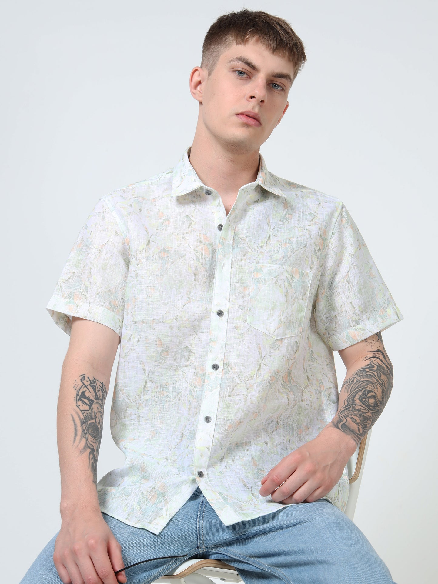 Martin Smith Men’s Regular Fit Cotton Half Sleeves Casual Shirt