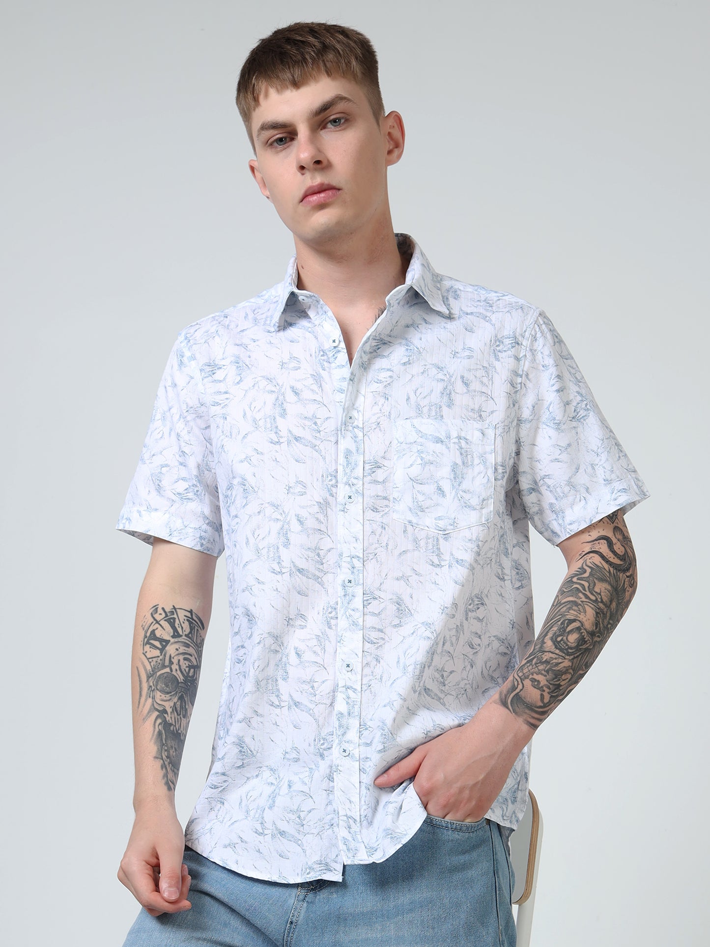 Martin Smith Men’s Regular Fit Cotton Half Sleeves Casual Shirt