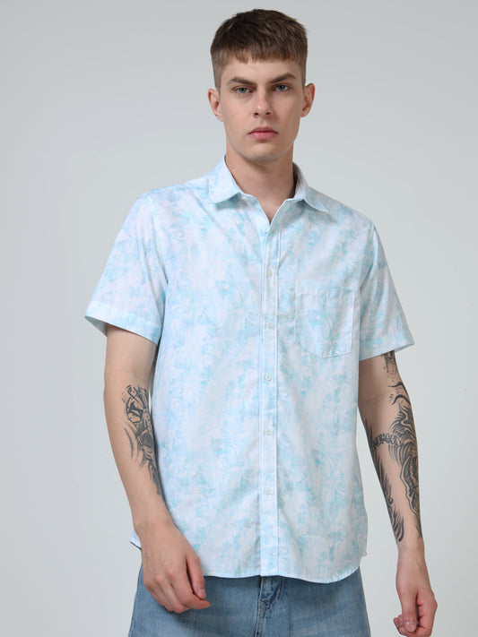 Martin Smith Men’s Regular Fit Cotton Linen Half Sleeves Casual Shirt