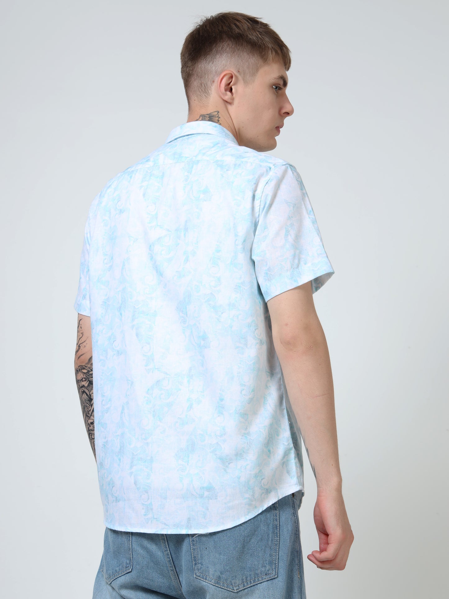 Martin Smith Men’s Regular Fit Cotton Linen Half Sleeves Casual Shirt