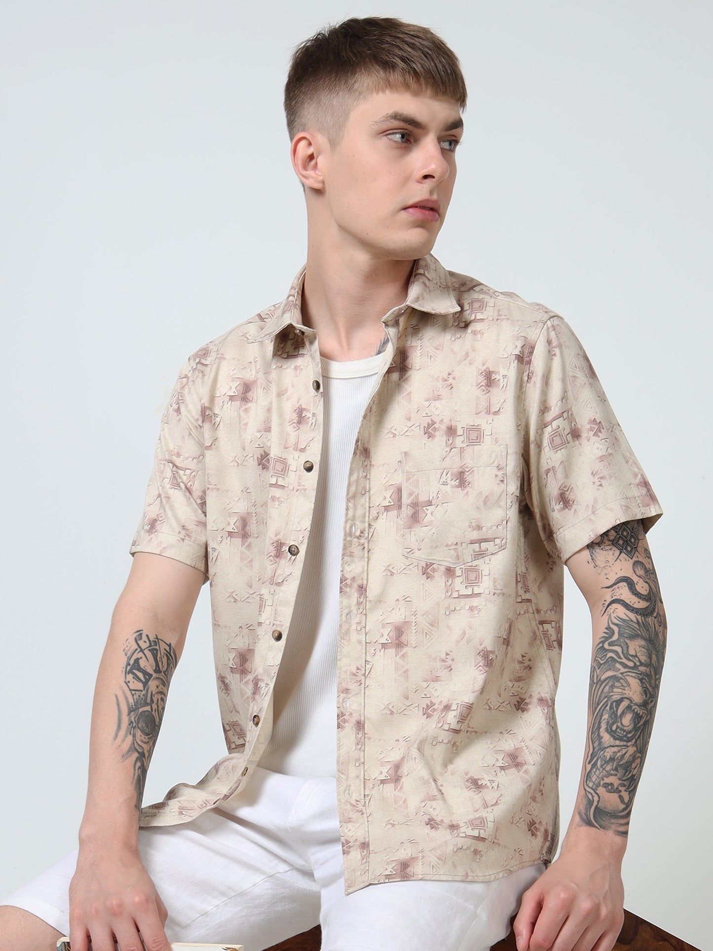 Martin Smith Men’s Regular Fit Cotton Half Sleeves Casual Shirt