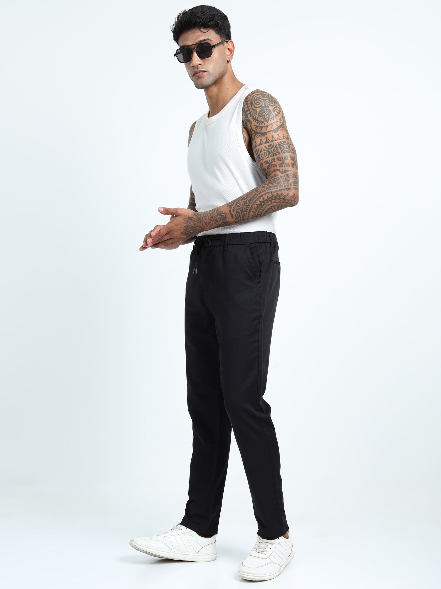 Jet Black Relaxed Trousers