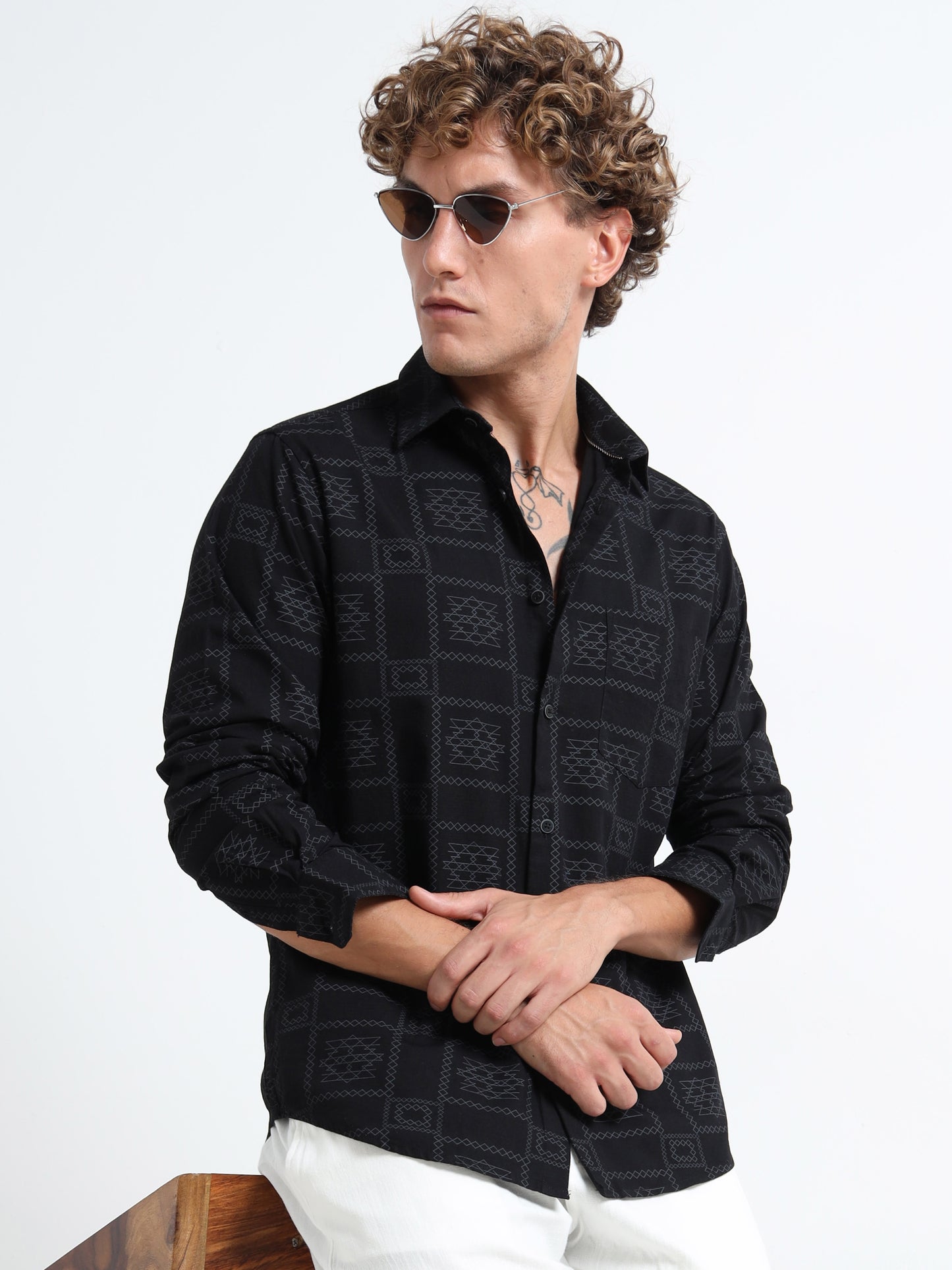 Black Air-supply printed shirt