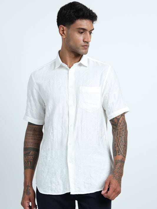 White Embroidery linen Shirt