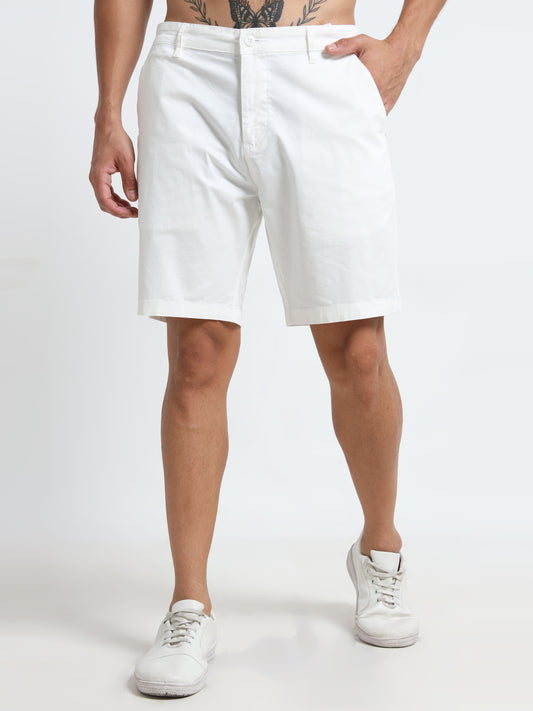 Lycra-Chinos white shorts