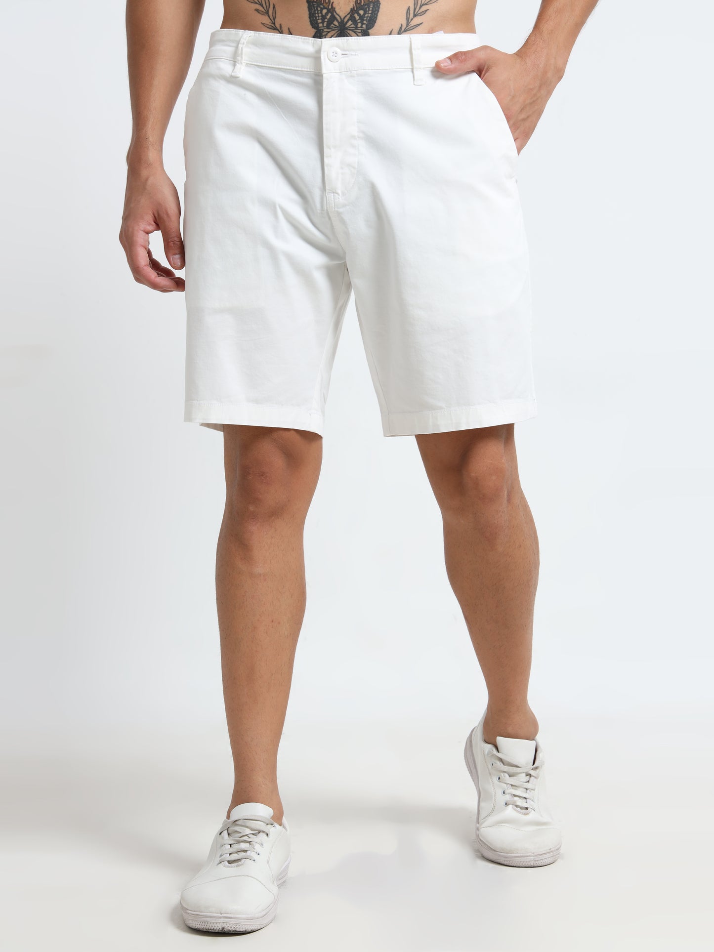 Lycra-Chinos white shorts