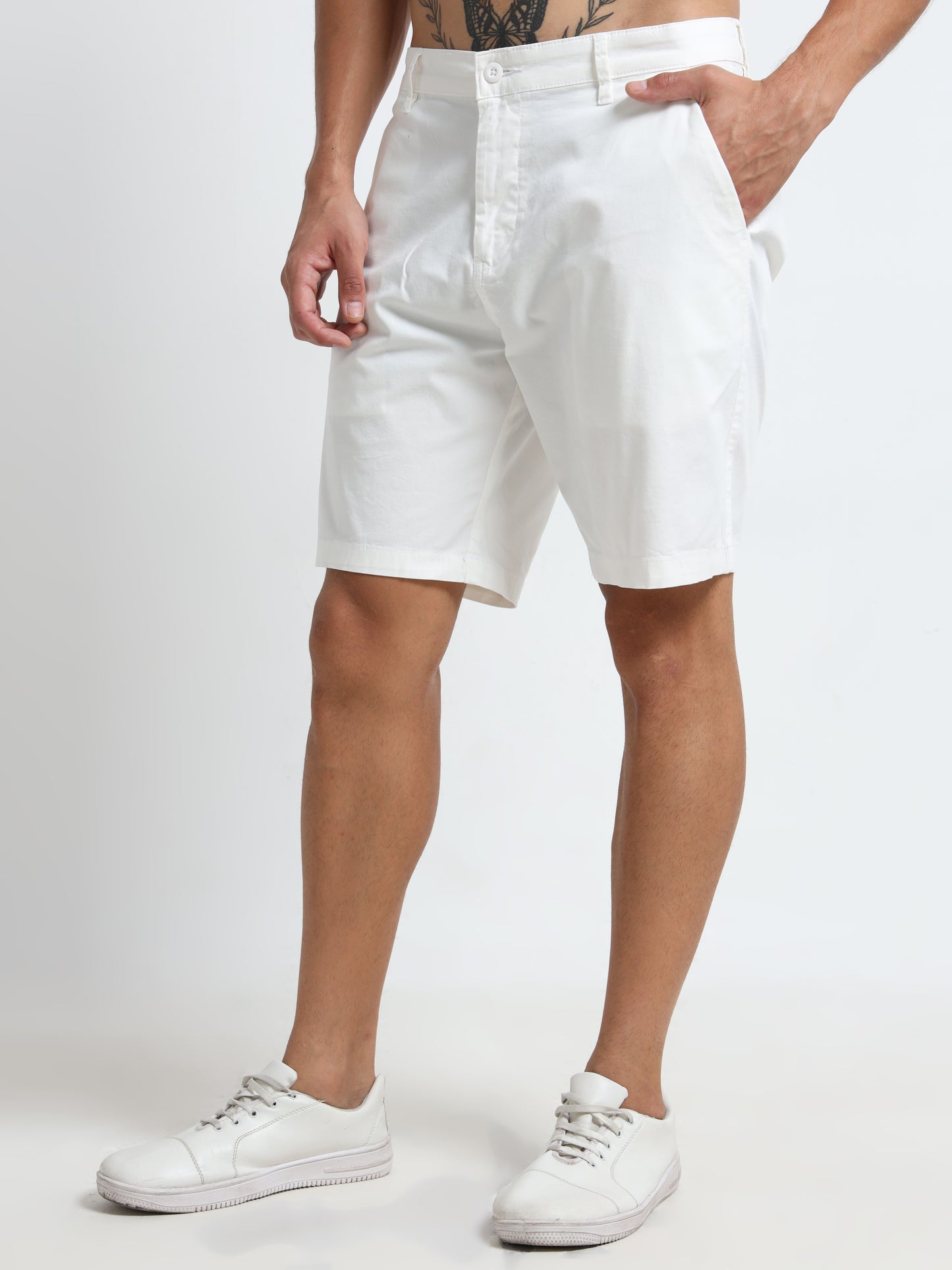 Lycra-Chinos white shorts