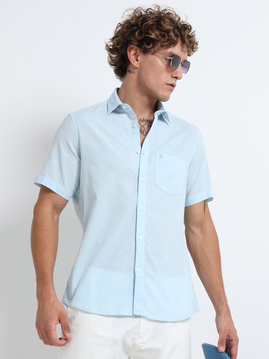 Blue half sleeves- Linen