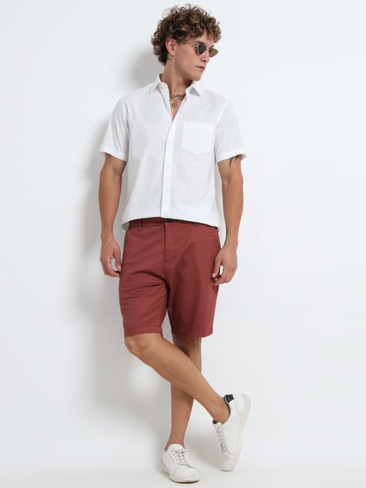 White half sleeves shirt-cotton linen