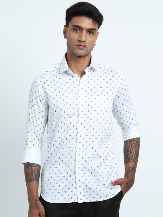 Dotted White Printed Shirt