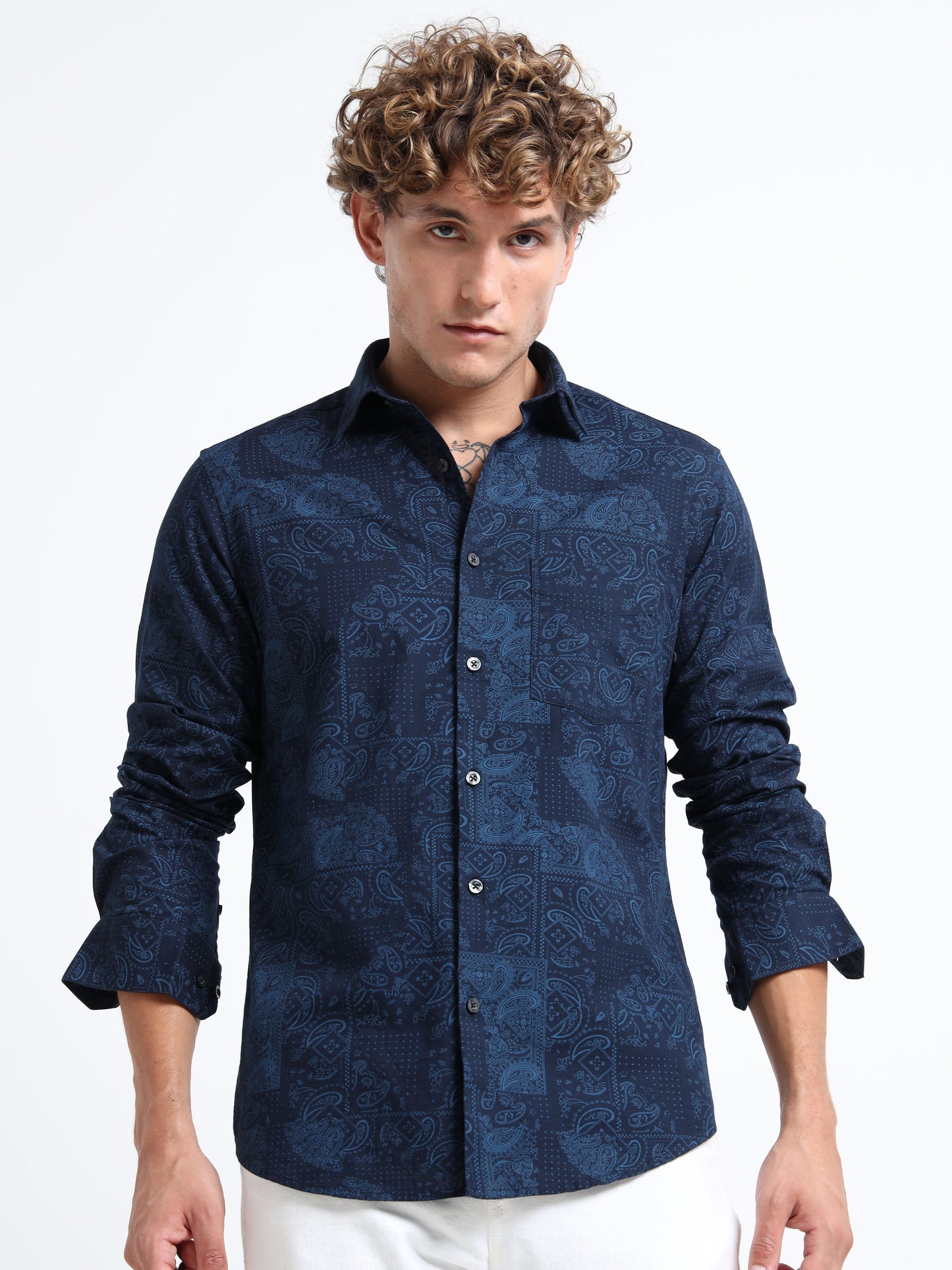 Dark blue Air-supply printed shirt