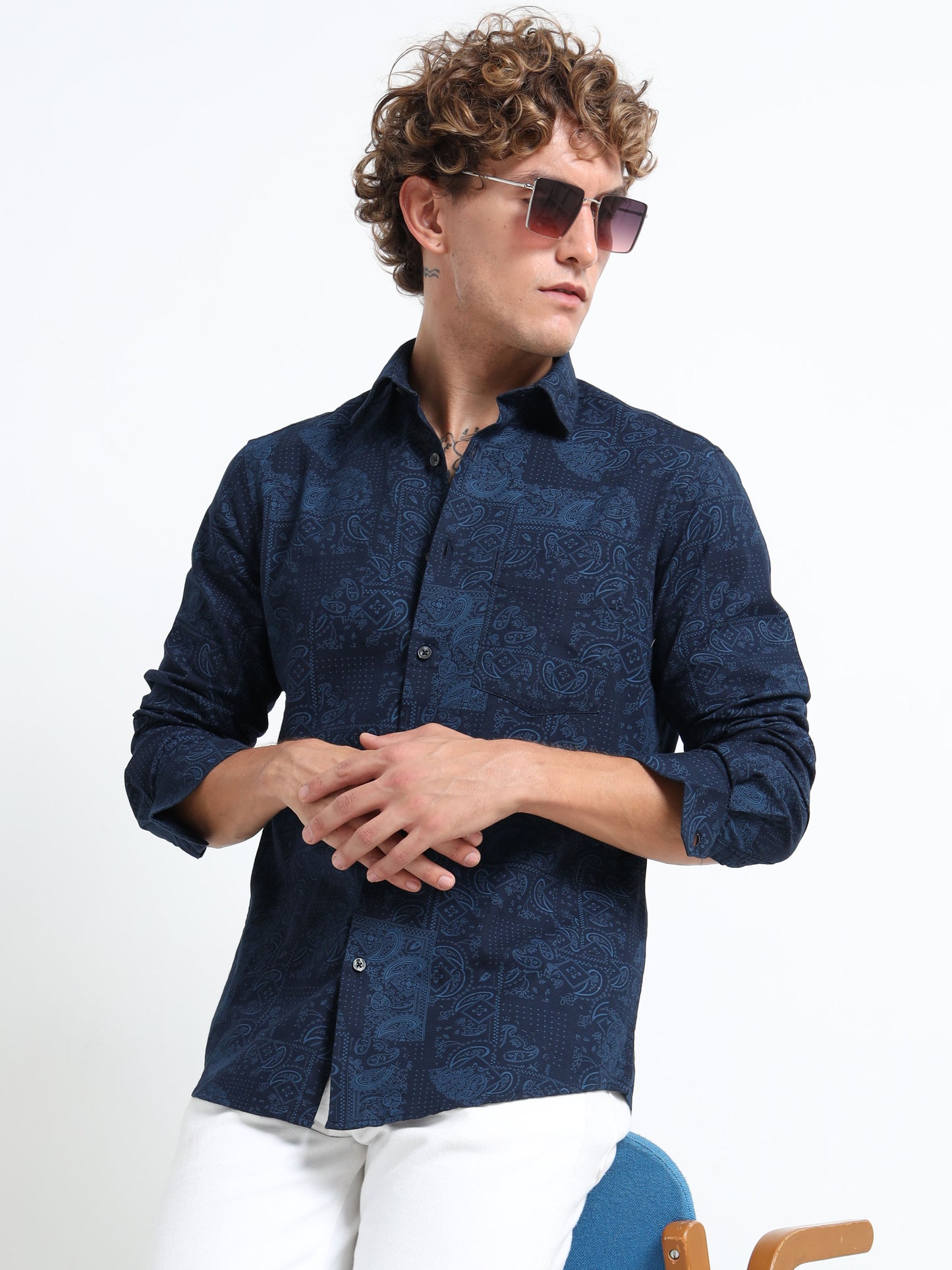 Dark blue Air-supply printed shirt