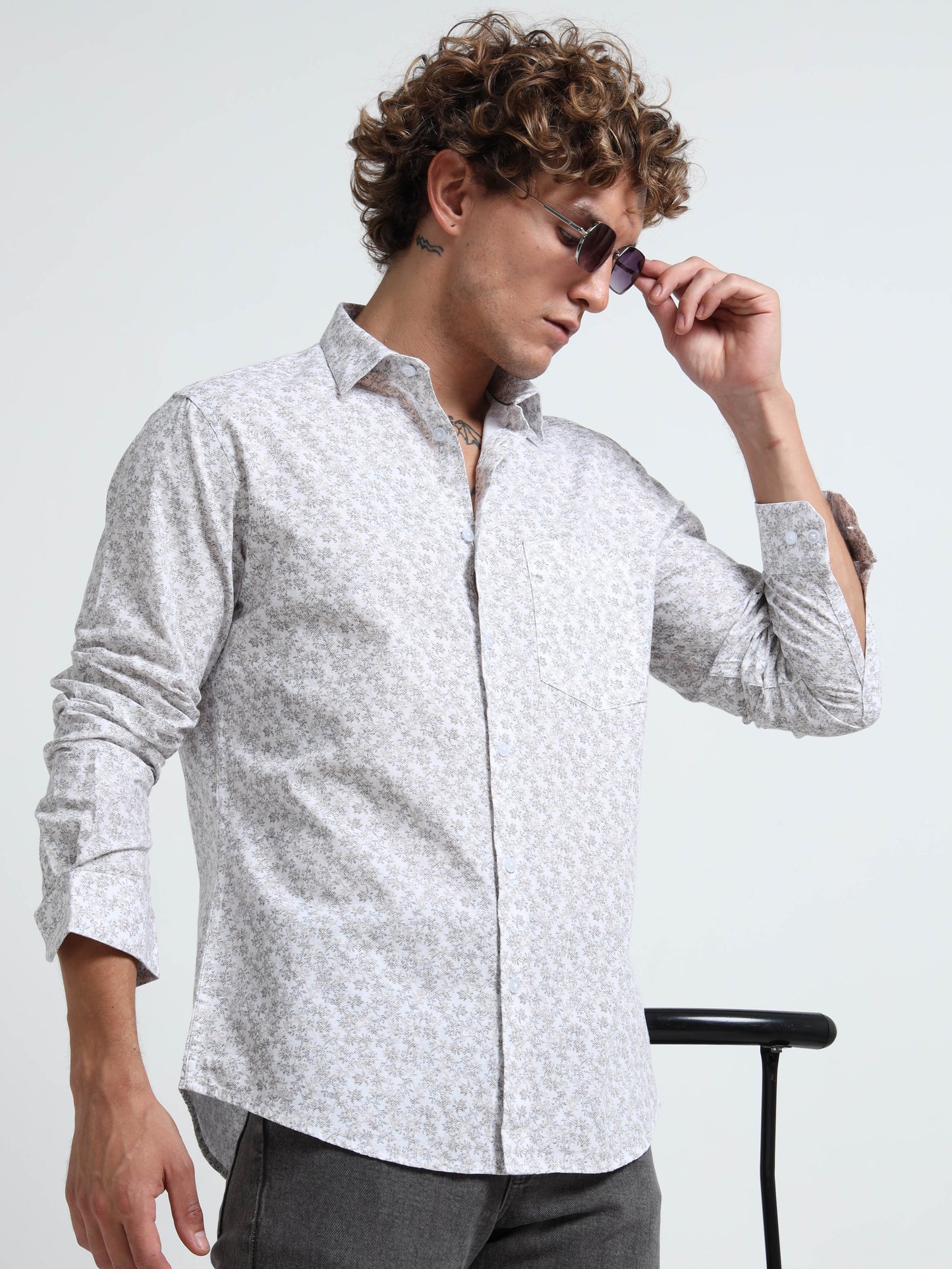 Light grey Air-supply printed shirt