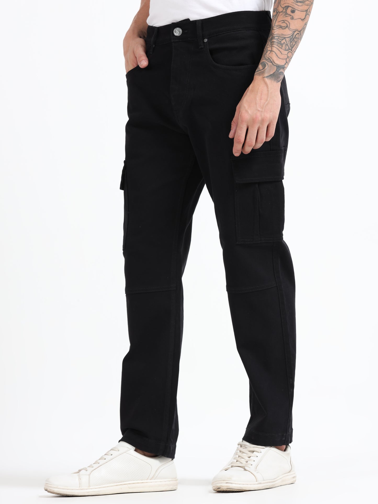 Black Denim Cargos