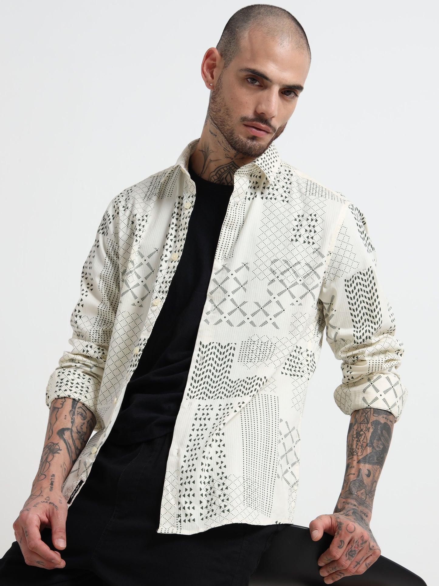 Martin Smith Geometric Print Shirt