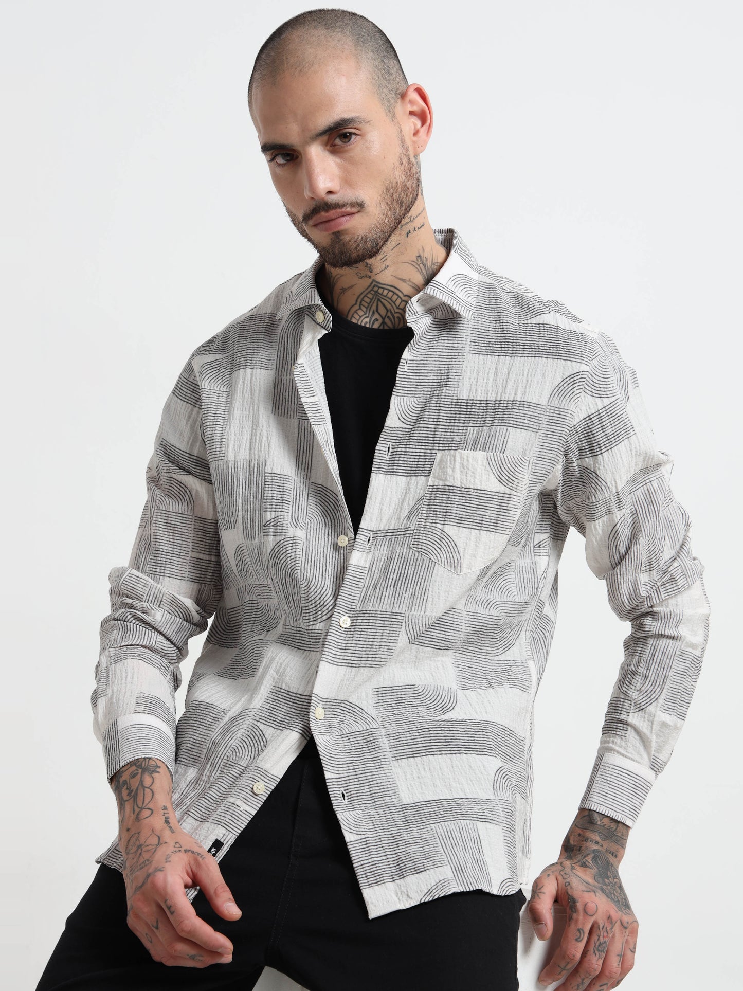 Martin Smith Abstract Print Cotton Shirt