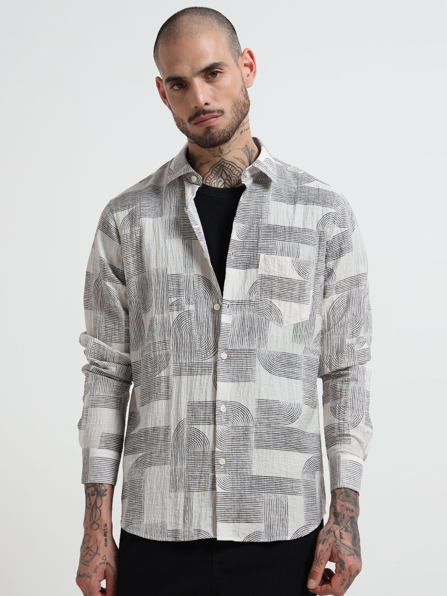 Martin Smith Abstract Print Cotton Shirt