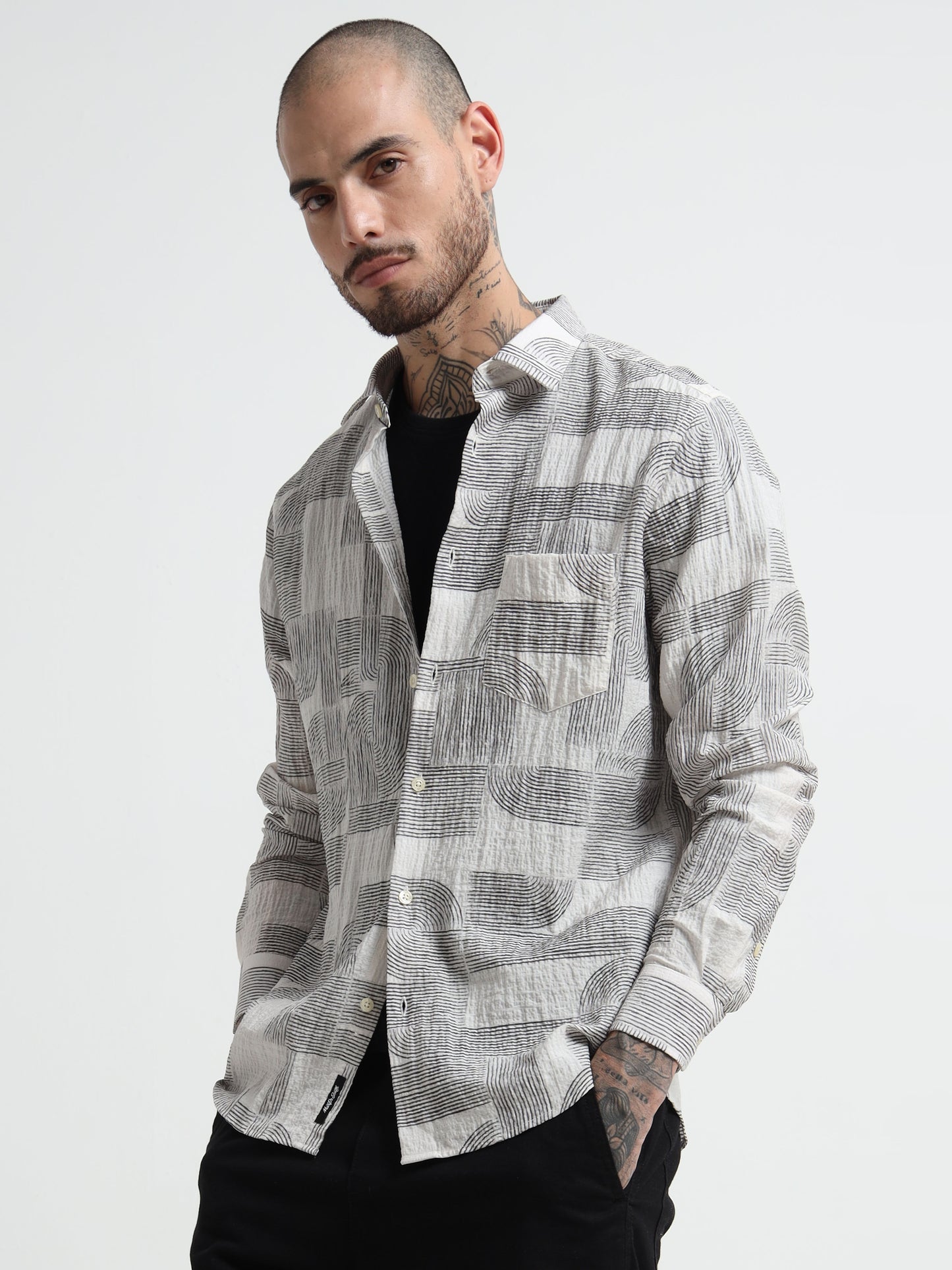 Martin Smith Abstract Print Cotton Shirt