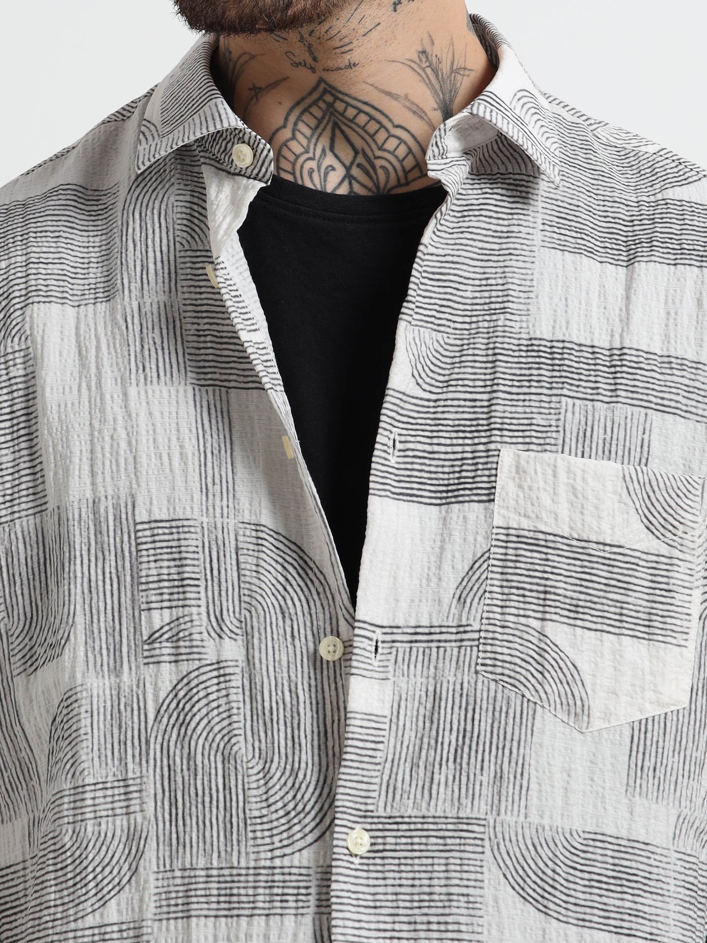 Martin Smith Abstract Print Cotton Shirt