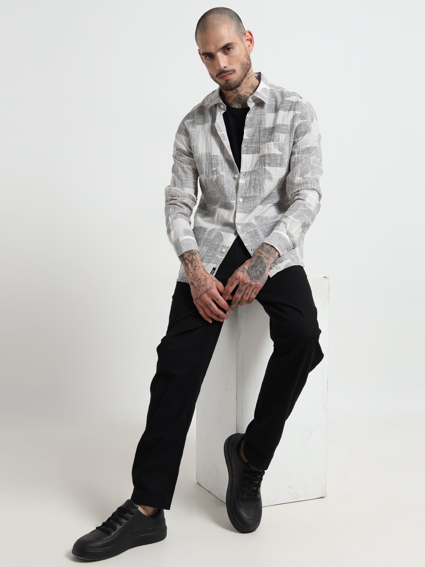 Martin Smith Abstract Print Cotton Shirt