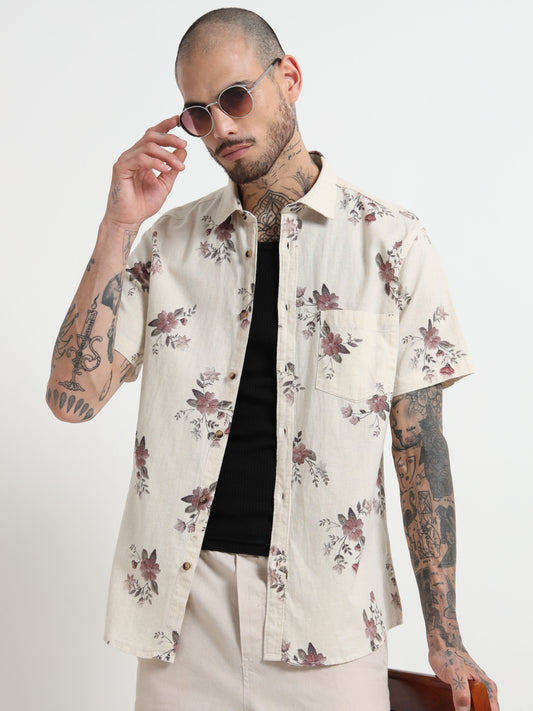Floral Print Half Sleeve Shirt