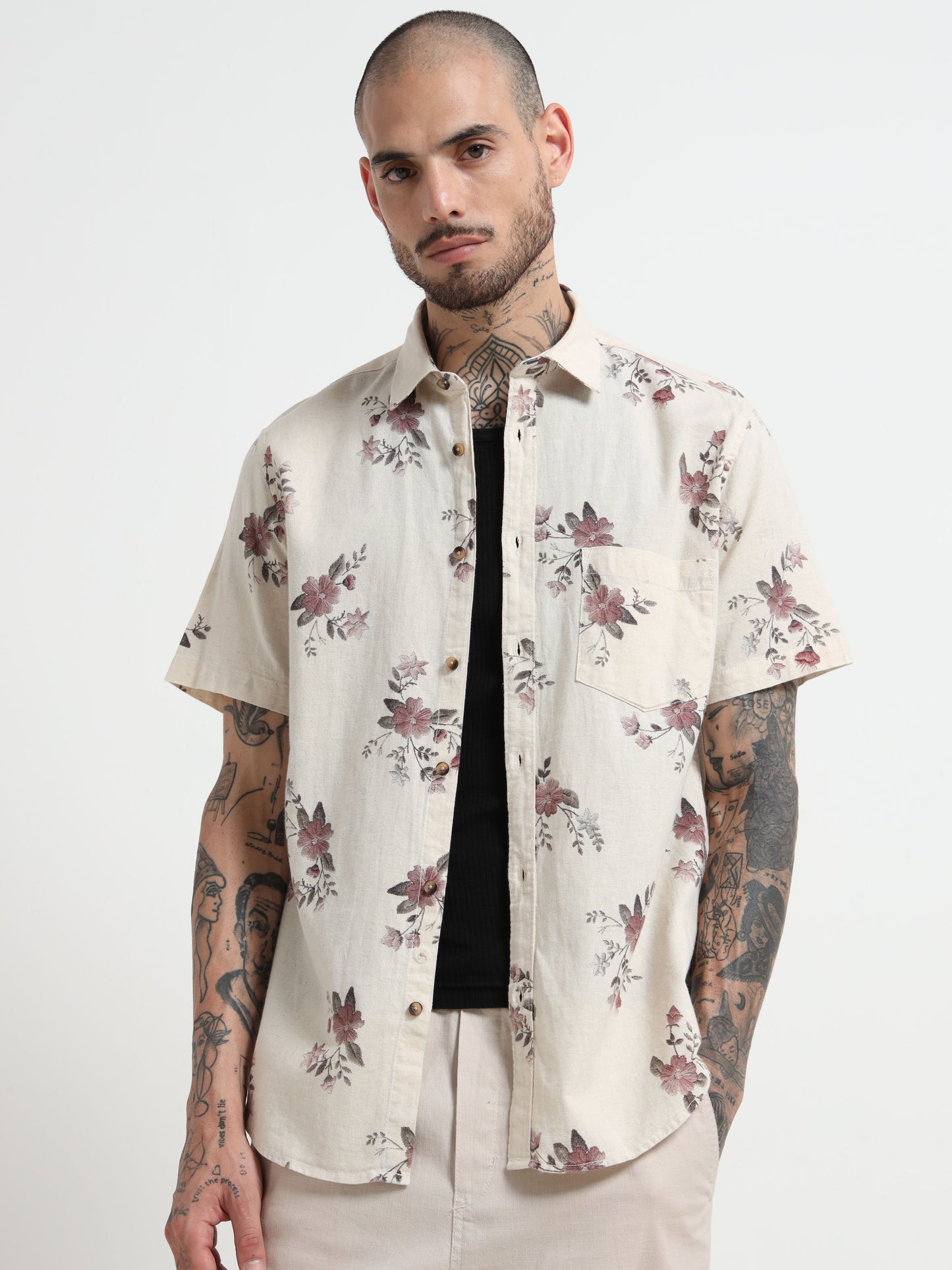 Floral Print Half Sleeve Shirt