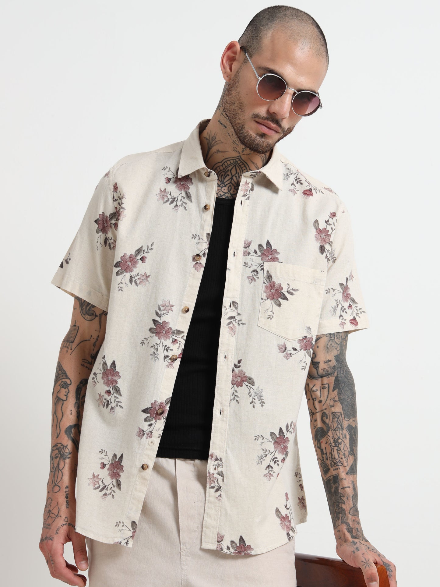 Floral Print Half Sleeve Shirt