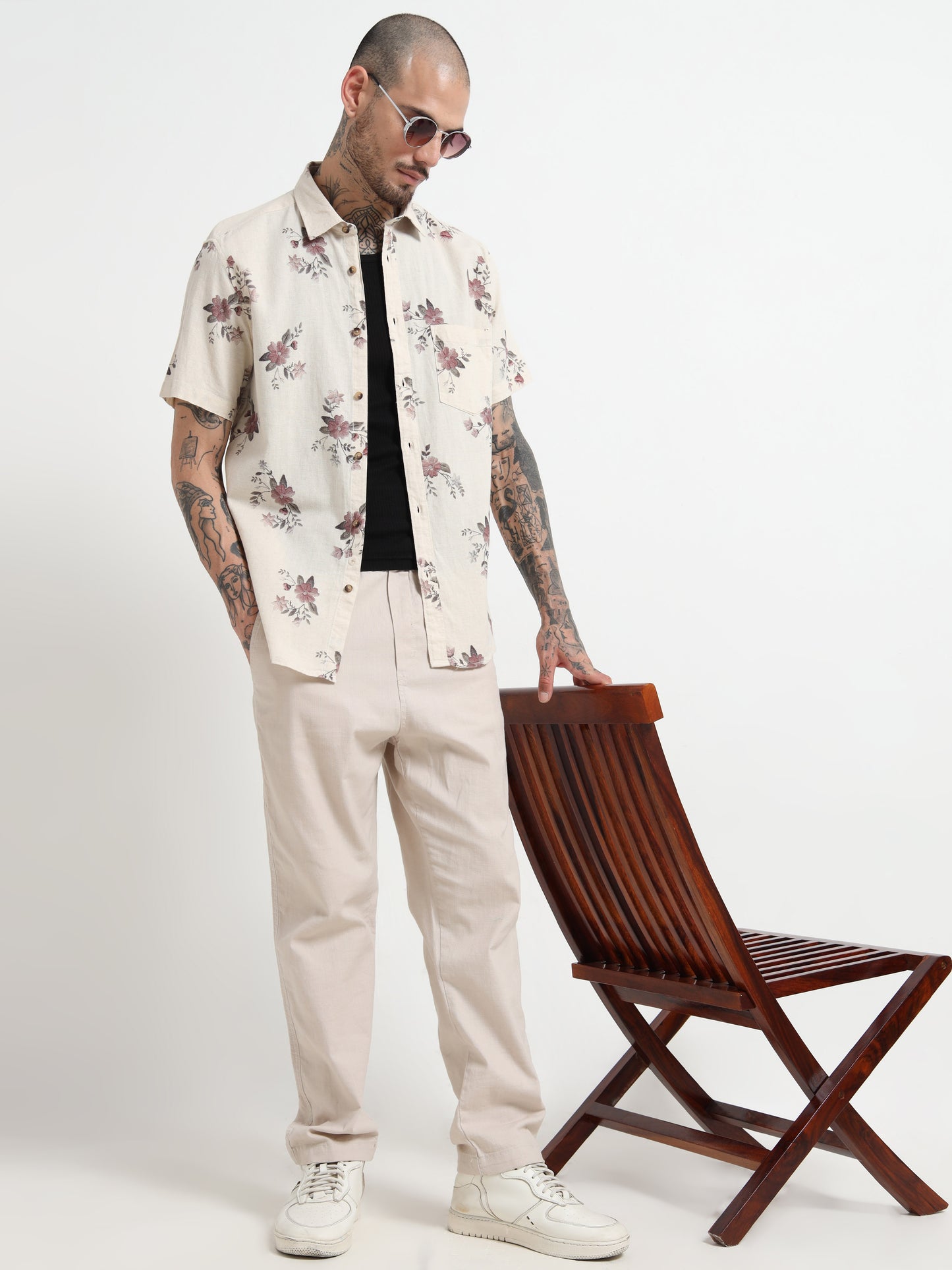 Floral Print Half Sleeve Shirt