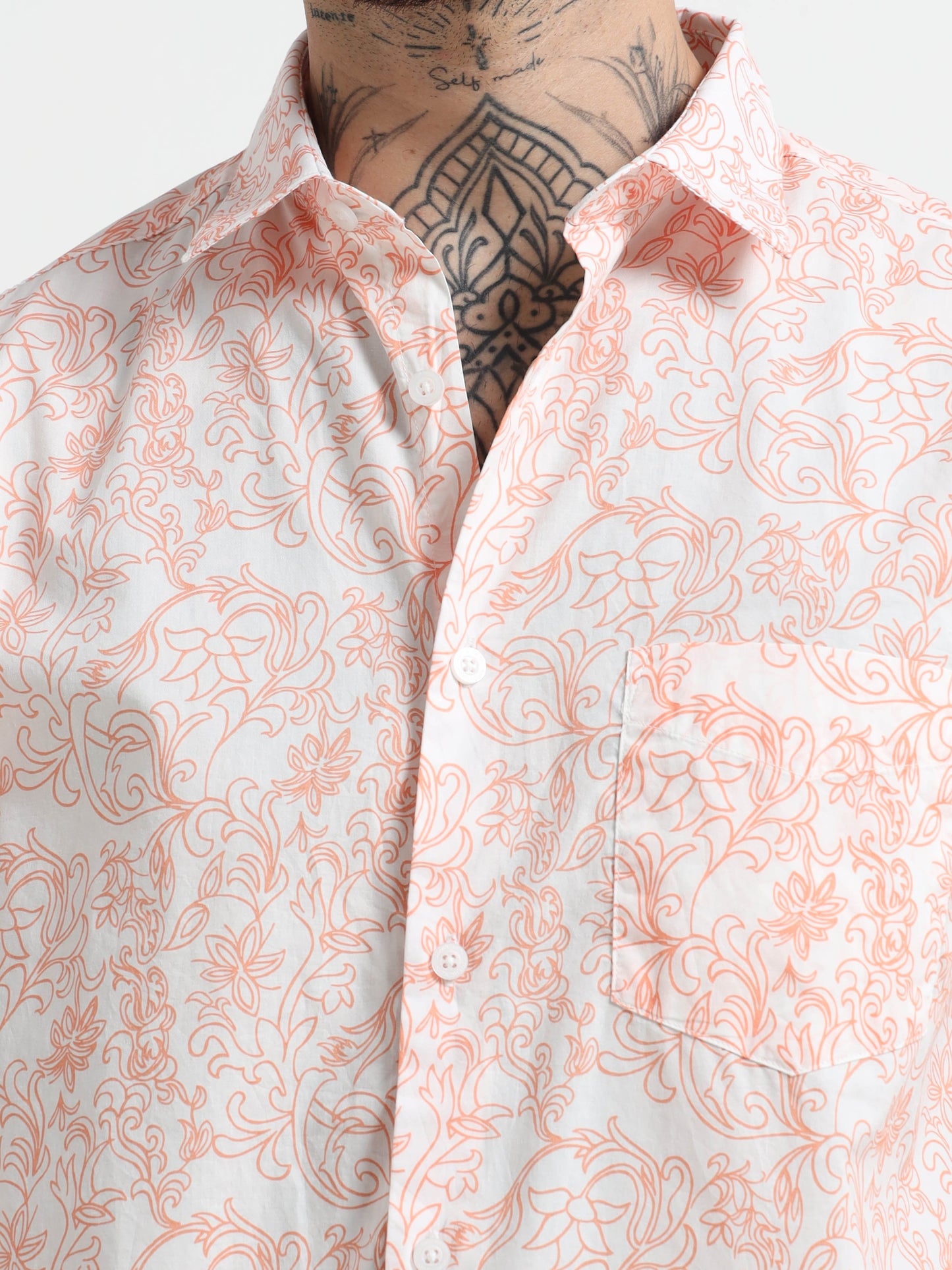Martin Smith Peach & White Floral Shirt