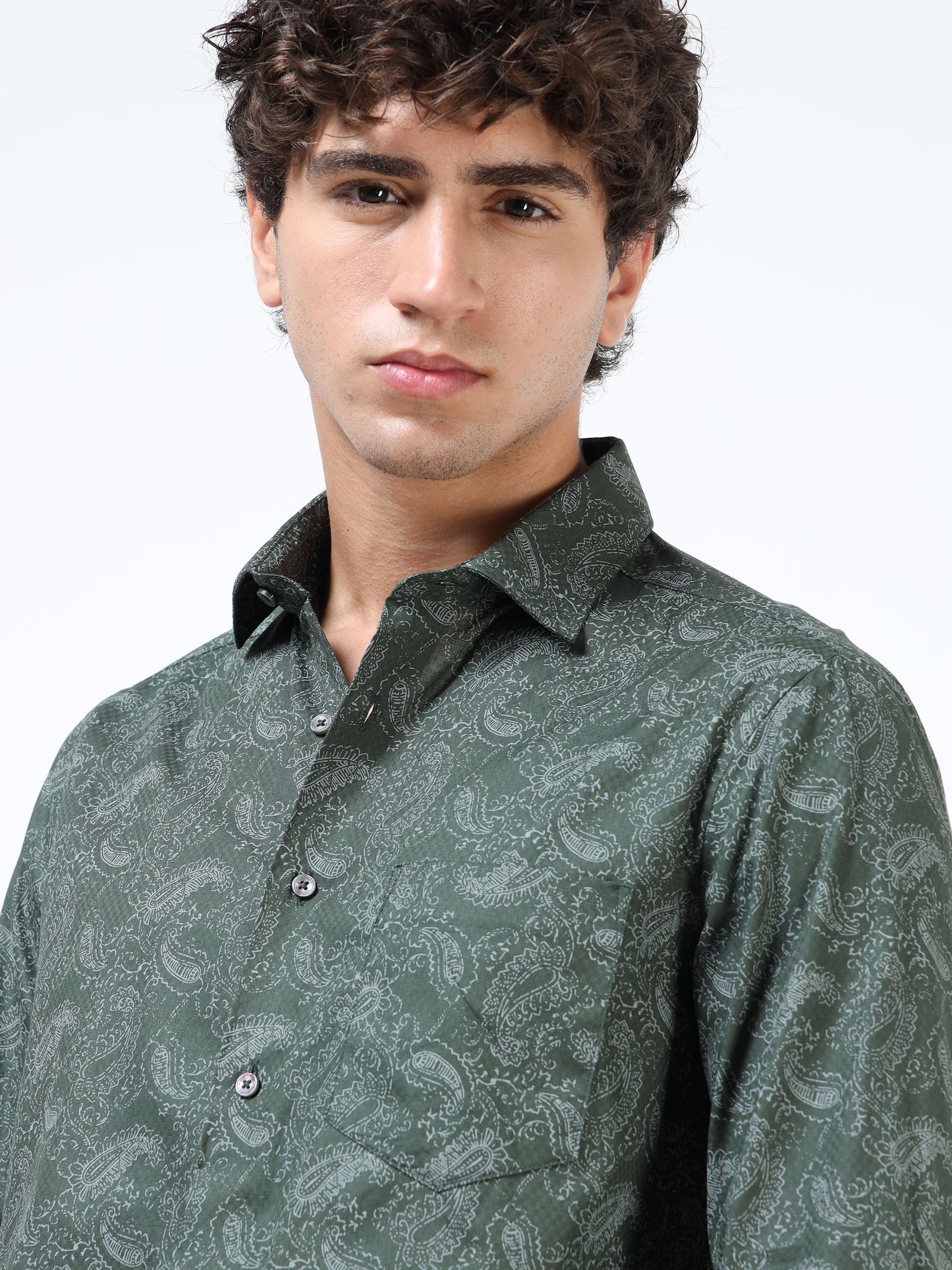Green Paisley Print Shirt