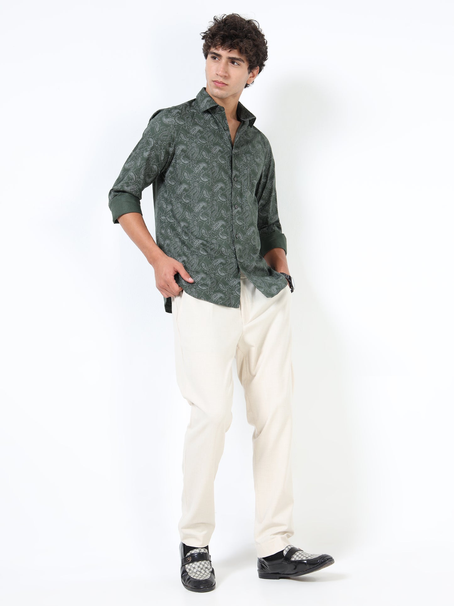 Green Paisley Print Shirt