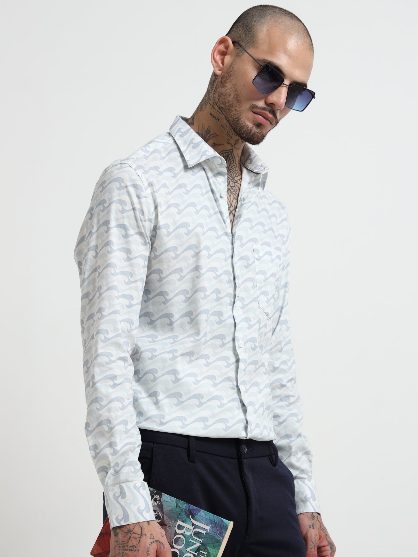 Wave Print Cotton Shirt