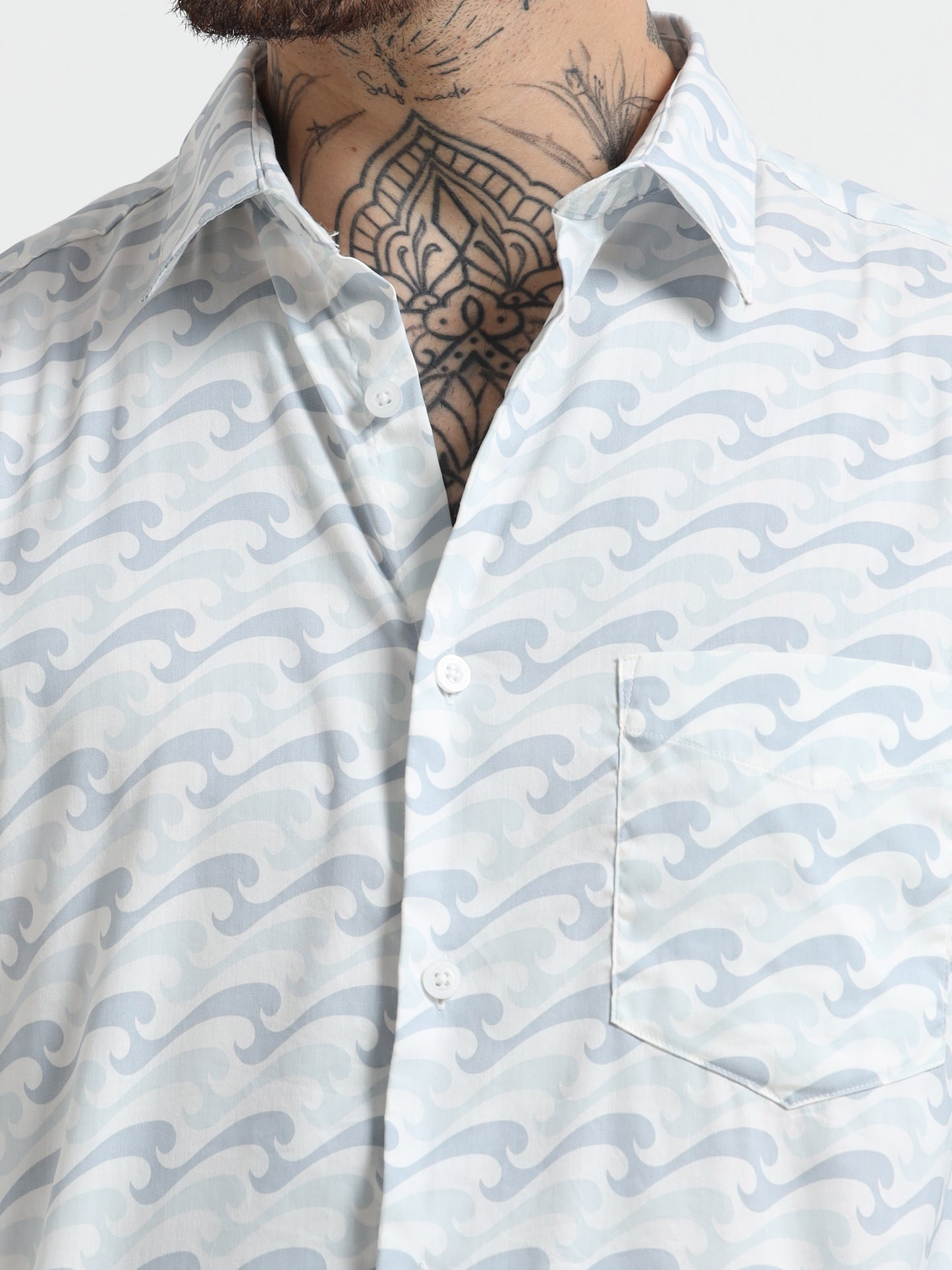 Wave Print Cotton Shirt