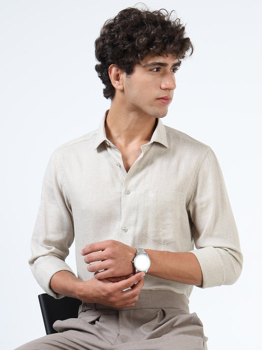 Beige Pure Linen Shirt