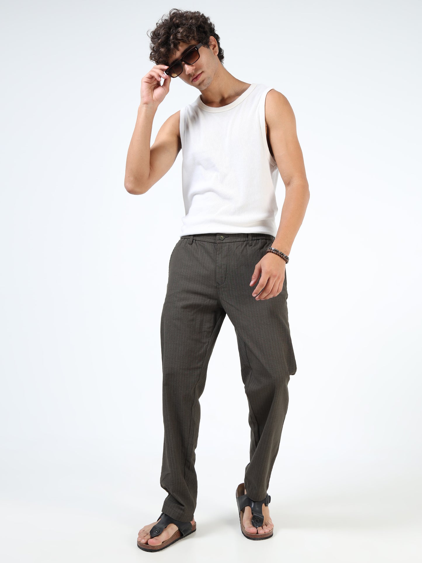 Pinstripe relaxed trousers